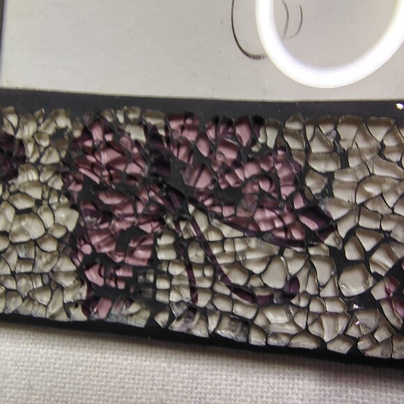 Stonebriar Mosaid Glass Photo Frame 4x6 Butterflies Purple Cream Iridescent Tile - Picture 15 of 15